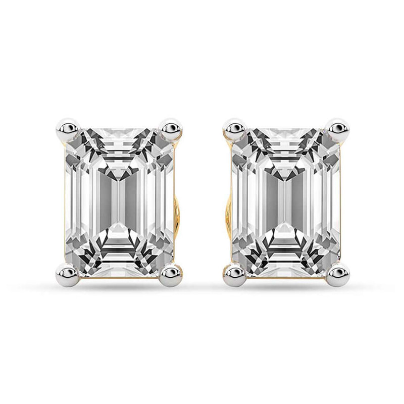 14kt Yellow Gold Four Prong Emerald Lab Diamond Stud Earrings (1 Ct. Tw.) front image