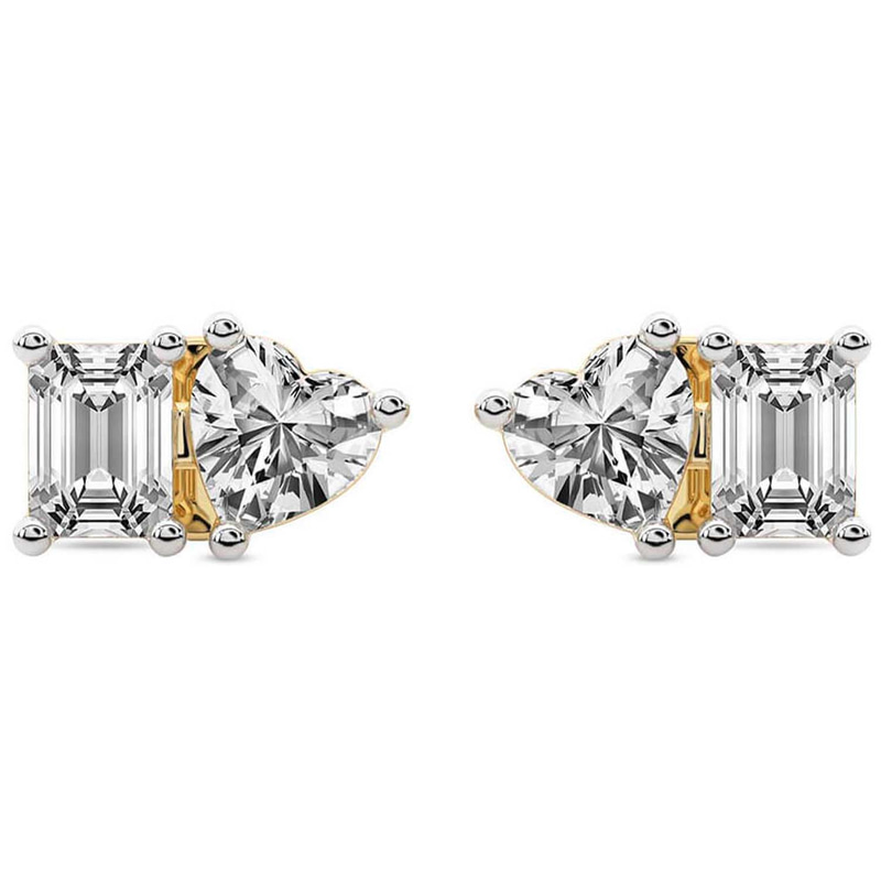 14kt Yellow Gold Divine Double Flame Lab Diamond Stud Earrings (2 Ct. Tw.) front image