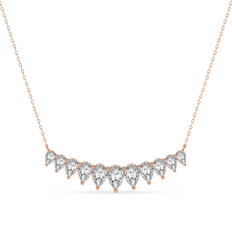 9ct Rose Gold Crescent Graduating Pear Lab Diamond Fashion Necklace (1 Ct. Tw.) front image