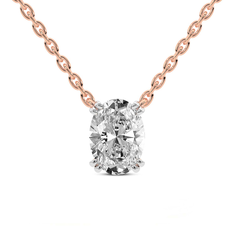 14ct Rose Gold Ethereal Oval Lab Diamond Solitaire Necklace (1 Ct. Tw.) front image