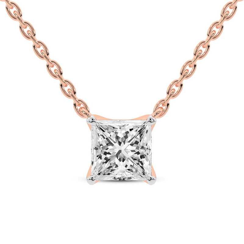 9ct Rose Gold Zenobia Princess Lab Diamond Solitaire Necklace (1/2 Ct. Tw.) front image