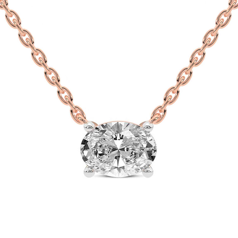 14kt Rose Gold Fernanda Oval Lab Diamond Solitaire Necklace (2 Ct. Tw.) front image