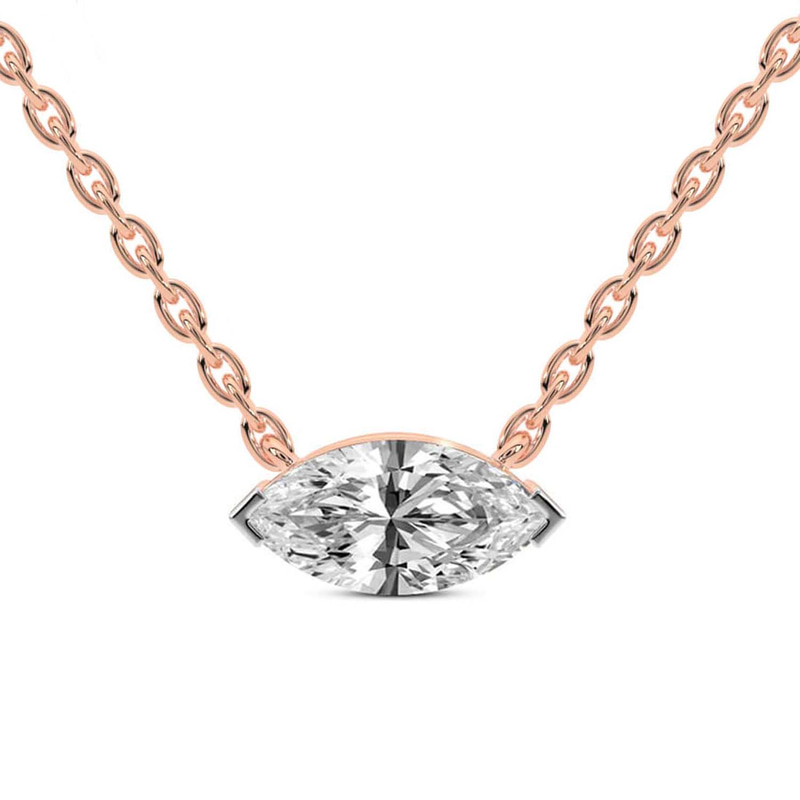 10kt Rose Gold Christina Marquise Lab Diamond Solitaire Necklace (1/2 Ct. Tw.) front image