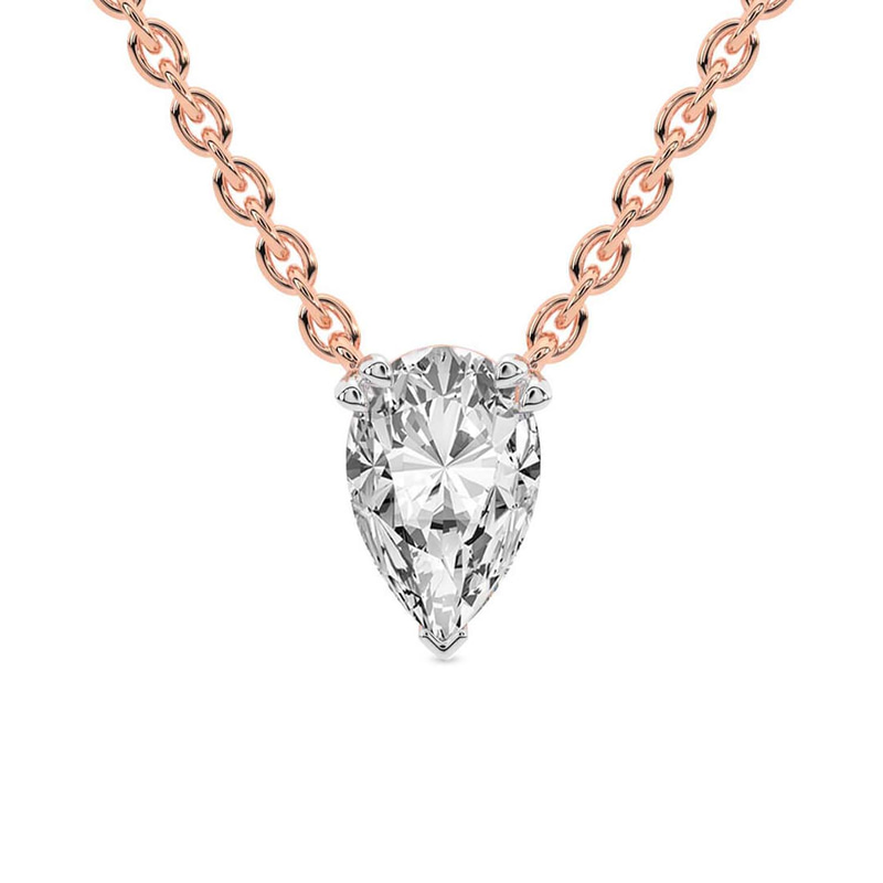 9ct Rose Gold Fiona Pear Lab Diamond Solitaire Necklace (3 Ct. Tw.) front image
