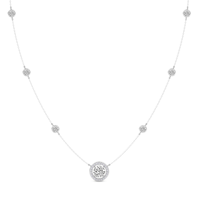 10kt White Gold Lumire Halo Lab Diamond Fashion Necklace (1/2 Ct. Tw.) front image