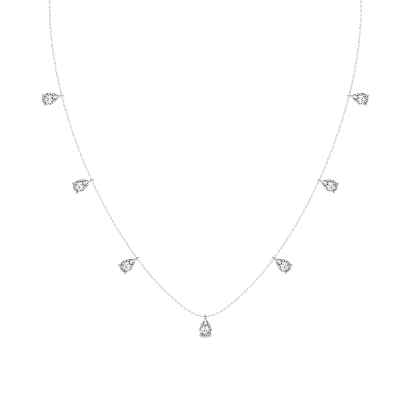 10kt White Gold Lace of Love Pear Lab Diamond Station Fashion Necklace (1/2 Ct. Tw.) front image