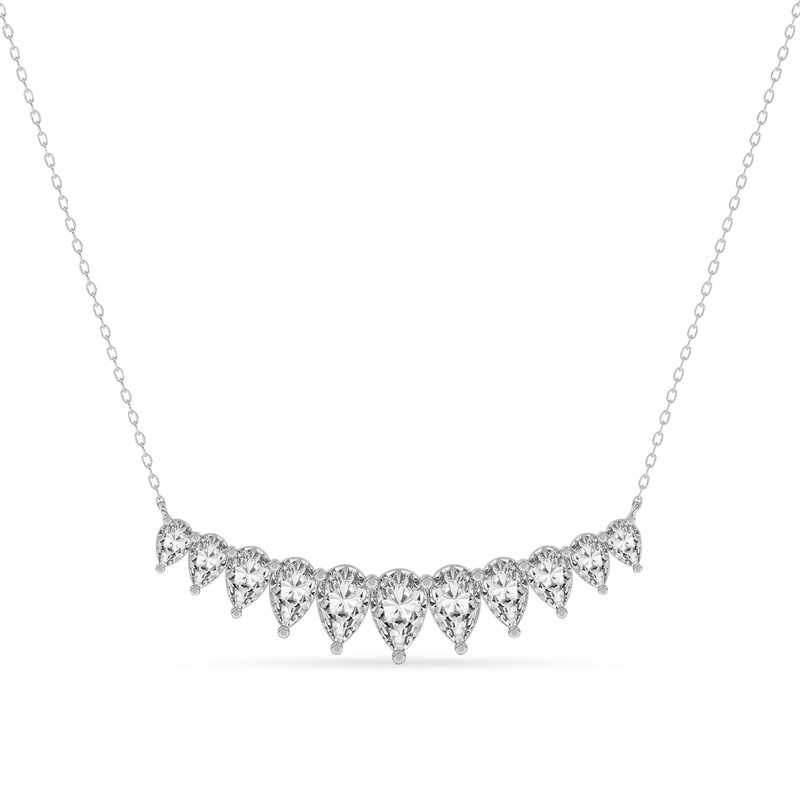 Platinum Crescent Graduating Pear Lab Diamond Fashion Necklace (1 Ct. Tw.) front image