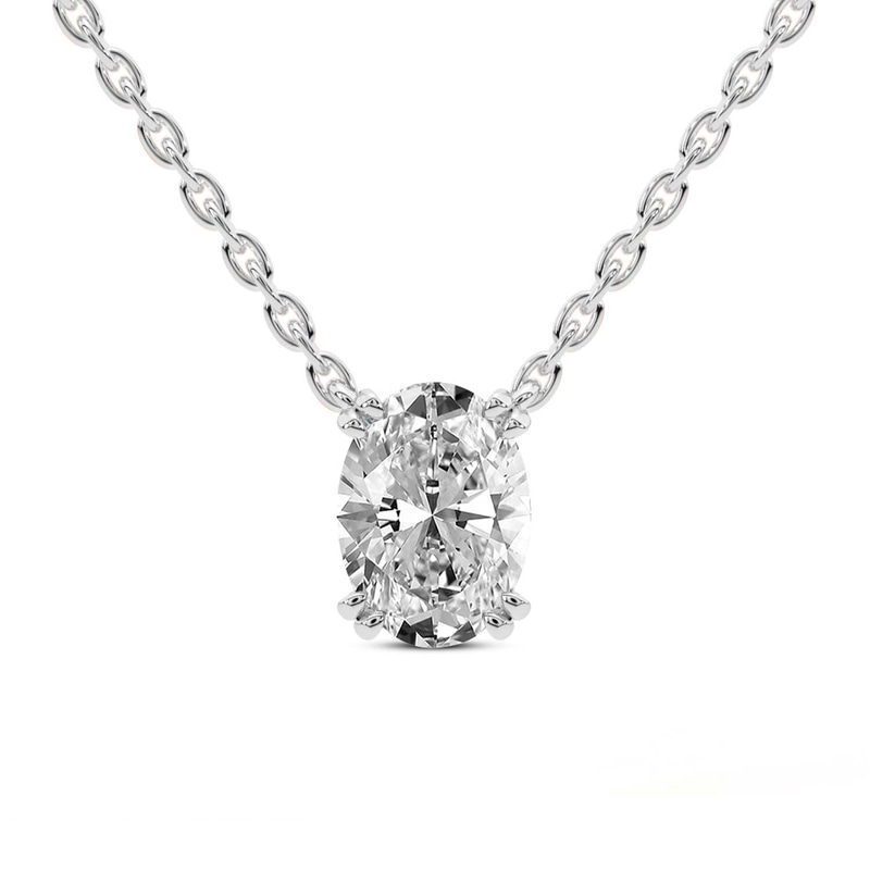 14kt White Gold Ethereal Oval Lab Diamond Solitaire Necklace (1 Ct. Tw.) front image