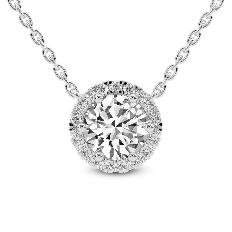 Platinum Belleza Halo Lab Diamond Solitaire Necklace (1/2 Ct. Tw.) front image
