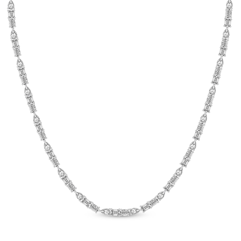 9ct White Gold Multi-Shape Lab Diamond Tennis Necklace (15 Ct. Tw.) front image