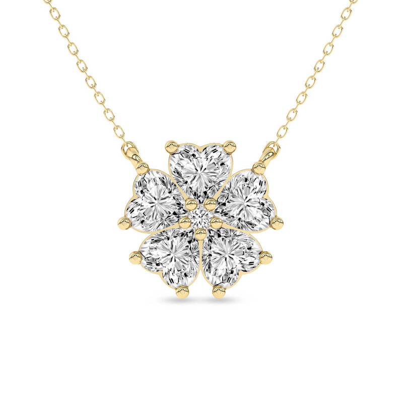 9ct Yellow Gold Heart Bloom Lab Diamond Fashion Necklace (1 Ct. Tw.) front image