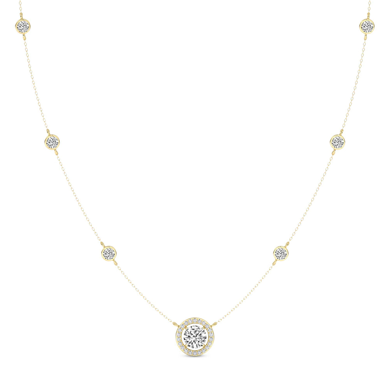 14ct Yellow Gold Lumire Halo Lab Diamond Fashion Necklace (1/2 Ct. Tw.) front image