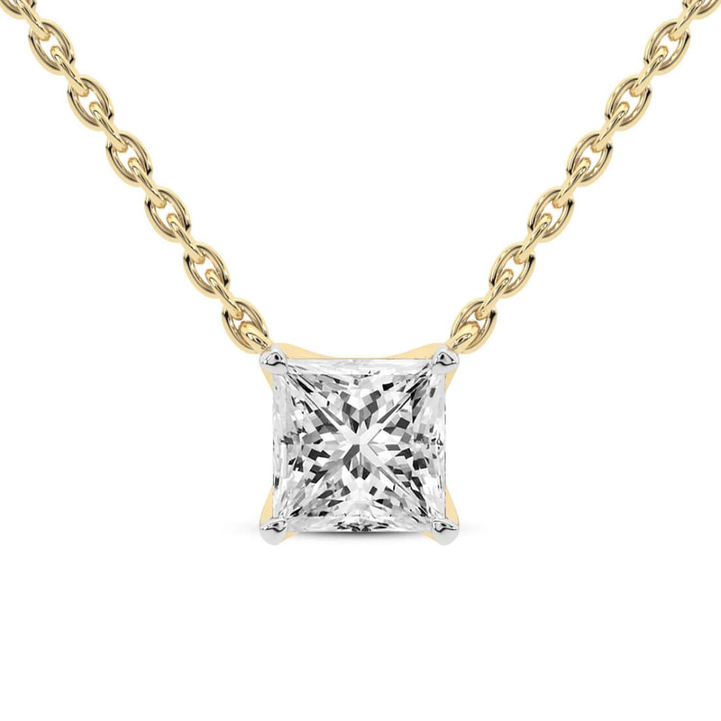 14kt Yellow Gold Zenobia Princess Lab Diamond Solitaire Necklace (1 Ct. Tw.) front image
