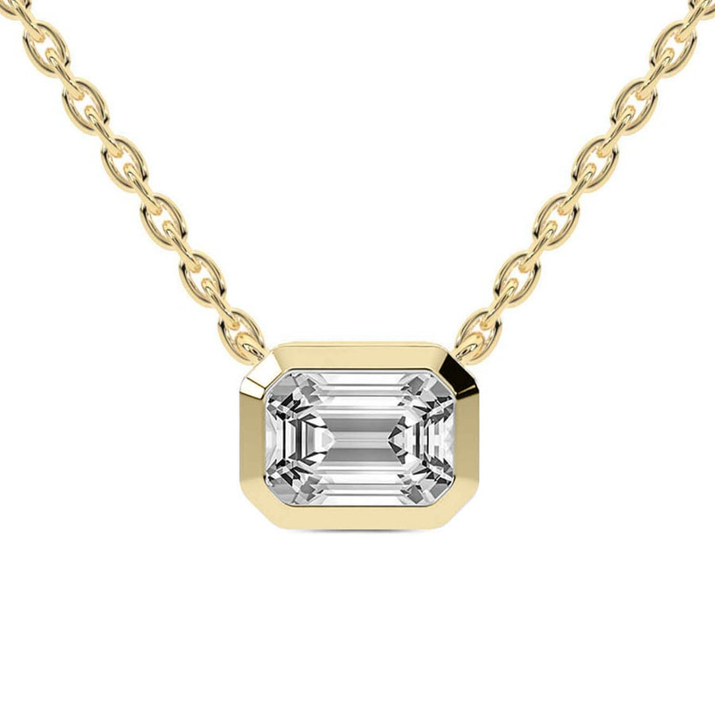 9ct Yellow Gold Aubree Emerald Bezel Lab Diamond Solitaire Necklace (4 Ct. Tw.) front image