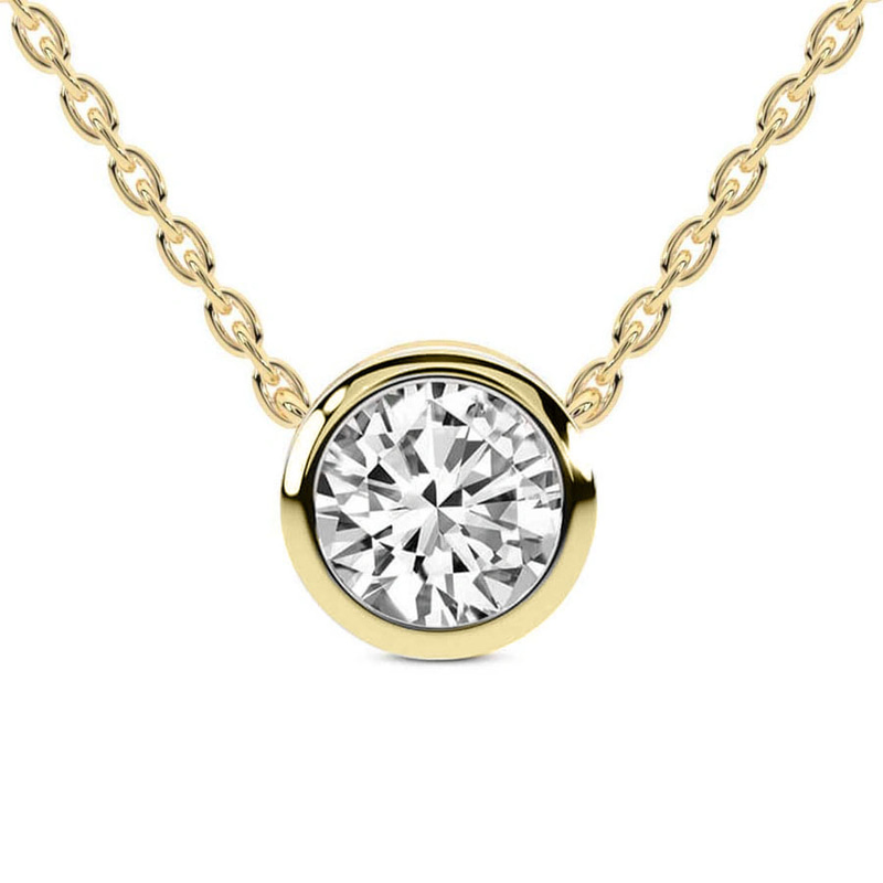 14ct Yellow Gold Agustina Round Bezel Lab Diamond Solitaire Necklace (1/2 Ct. Tw.) front image