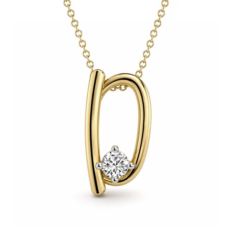 9ct Yellow Gold Minimal Lab Diamond Initial D Necklace (1/5 Ct. Tw.) front image