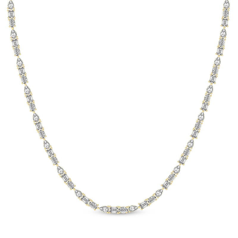 14ct Yellow Gold Multi-Shape Lab Diamond Tennis Necklace (25 Ct. Tw.) front image