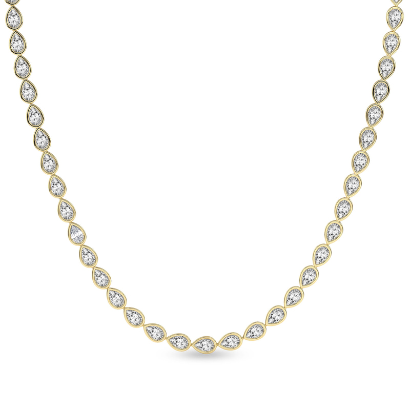 9ct Yellow Gold Infinity Pear Lab Diamond Tennis Necklace (7 Ct. Tw.) front image