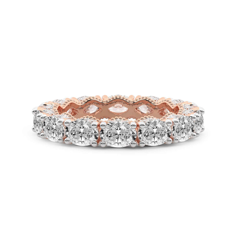 9ct Rose Gold Kendall Oval Milgrain Lab Diamond Eternity Ring (3 Ct. Tw.) front image