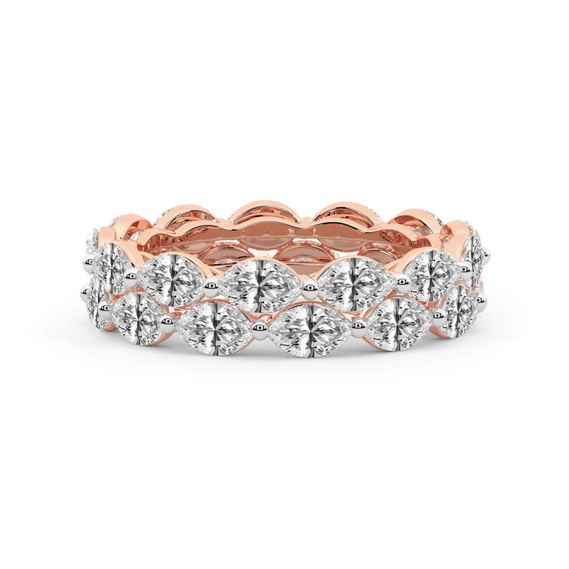 14kt Rose Gold Kira Marquise Double Row Lab Diamond Eternity Ring (4 Ct. Tw.) front image
