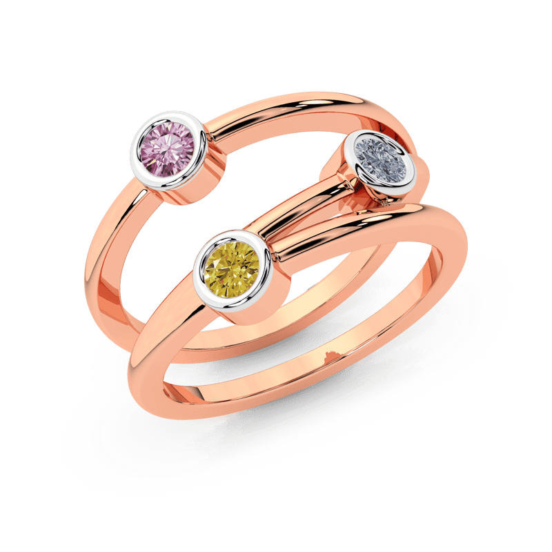 14ct Rose Gold Shooting Stars Colored Lab Diamond Ring (2 Ct. Tw.) front image