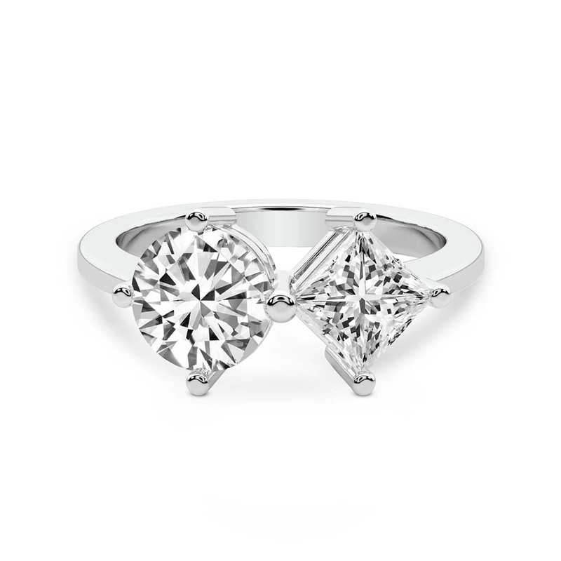 9ct White Gold Luisa Two Stone Round and Princess Toi et Moi Lab Grown Diamond Ring (1 Ct. Tw.) front image
