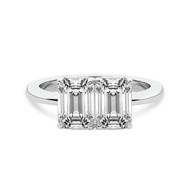 Platinum Itzel Two Stone with Both Emeralds Toi Et Moi Lab Grown Diamond Ring (1 Ct. Tw.) front image