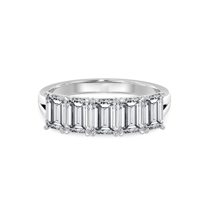 10kt White Gold Thalia Emerald Lab Diamond Anniversary Band (1/2 Ct. Tw.) front image
