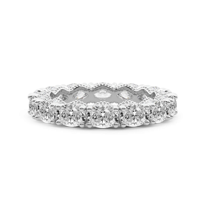 10kt White Gold Kendall Oval Milgrain Lab Diamond Eternity Ring (3 Ct. Tw.) front image