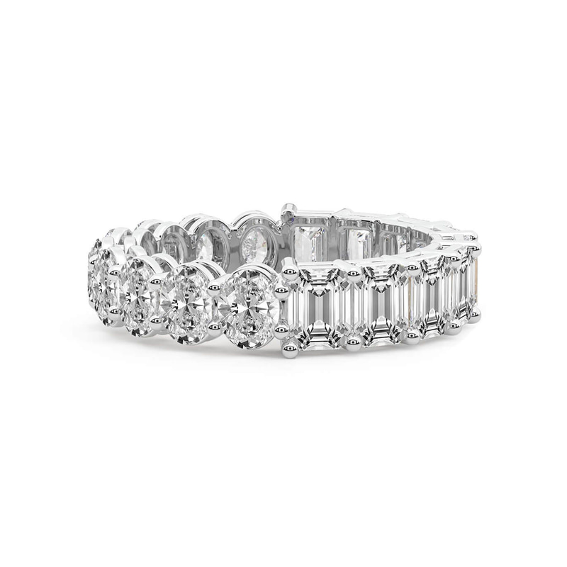 Platinum Jayla Emerald & Oval Lab Diamond Eternity Ring (3 Ct. Tw.) front image