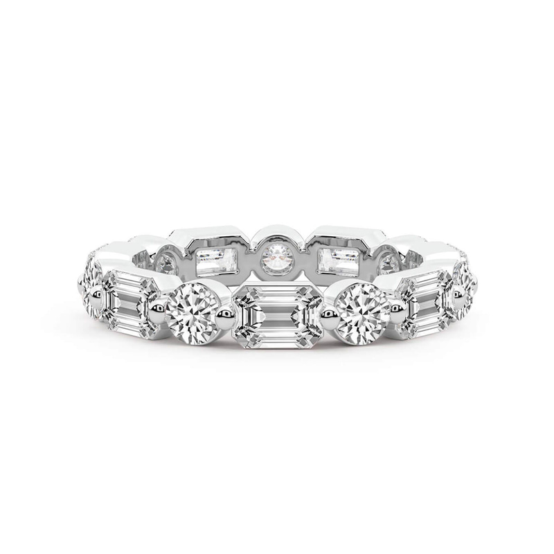 Platinum Allie Round & Emerald Lab Diamond Eternity Ring (2 Ct. Tw.) front image
