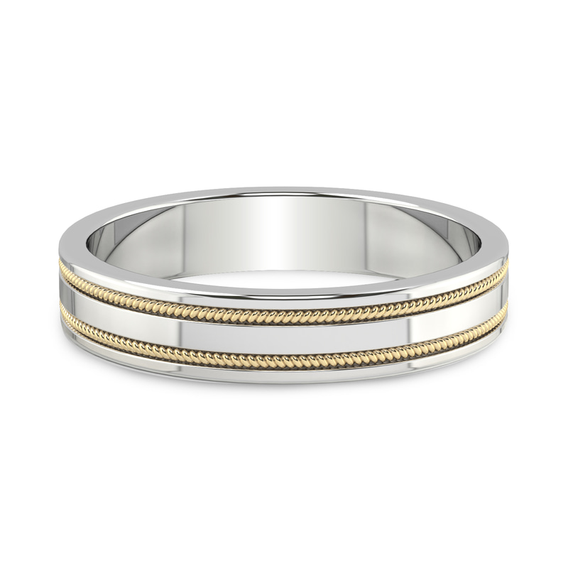 10ct Yellow Gold Crossline Milgrain Men's Band front image