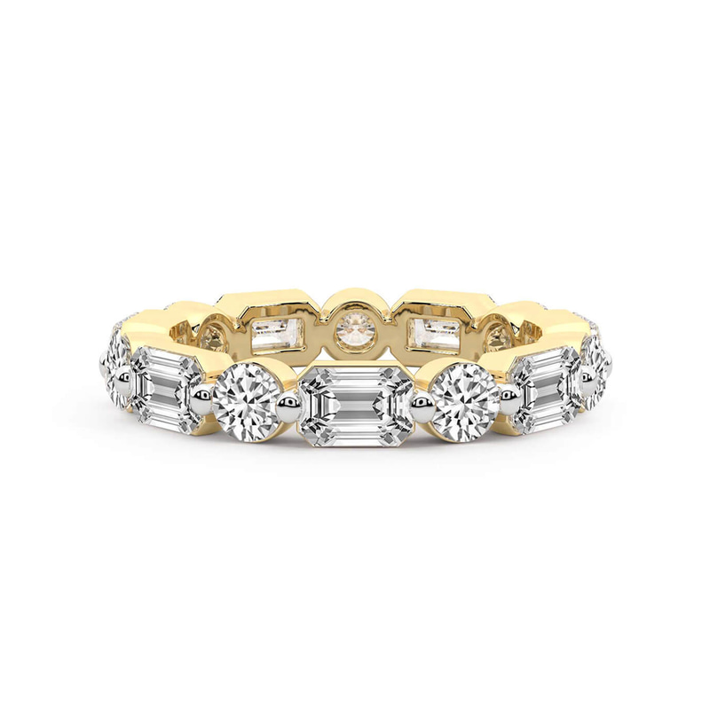 14ct Yellow Gold Allie Round & Emerald Lab Diamond Eternity Ring (2 Ct. Tw.) front image