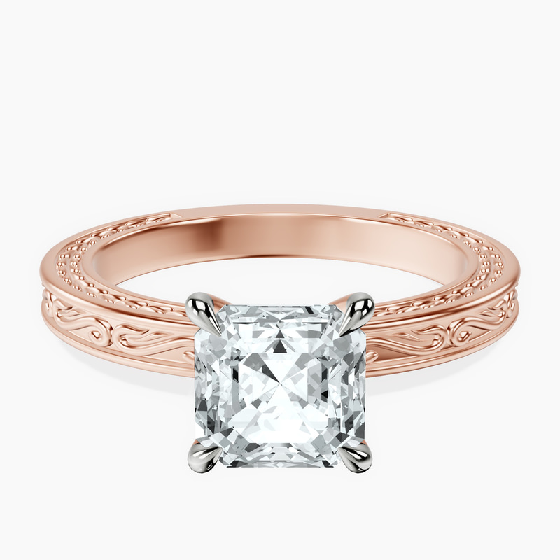 14ct Rose Gold Ivory Vintage Solitaire Lab Diamond Ring front image