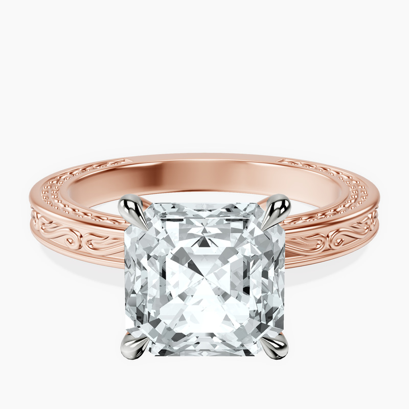 14kt Rose Gold Ivory Vintage Solitaire Lab Diamond Ring front image