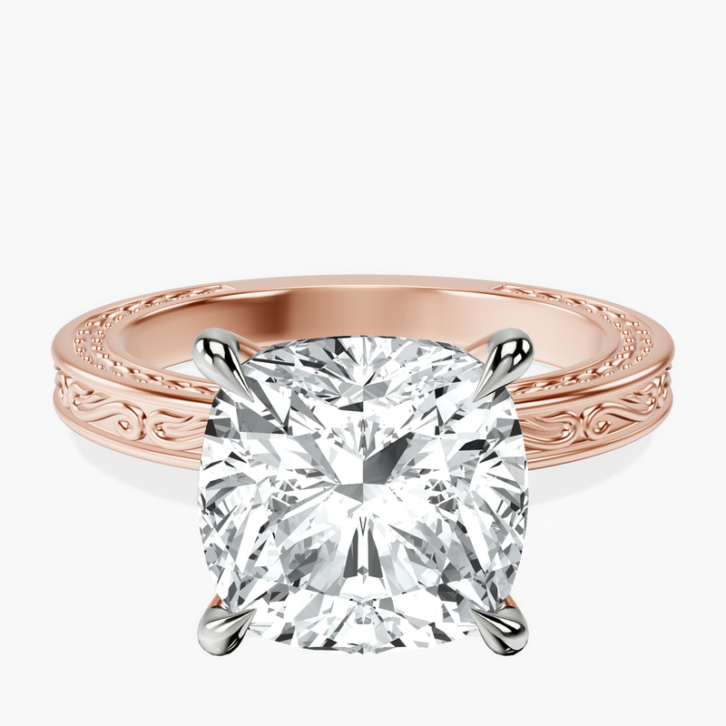 10kt Rose Gold Ivory Vintage Solitaire Lab Diamond Ring front image