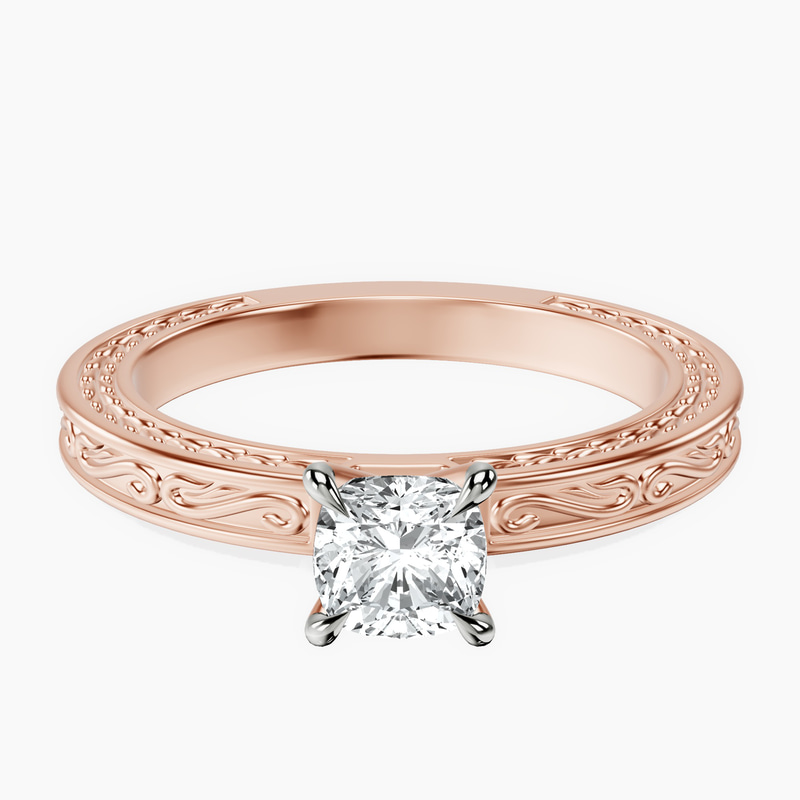 10kt Rose Gold Ivory Vintage Solitaire Lab Diamond Ring front image