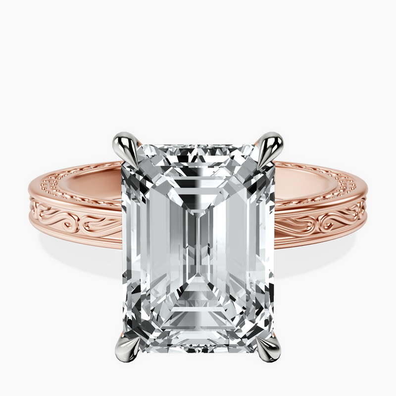 10kt Rose Gold Ivory Vintage Solitaire Lab Diamond Ring front image