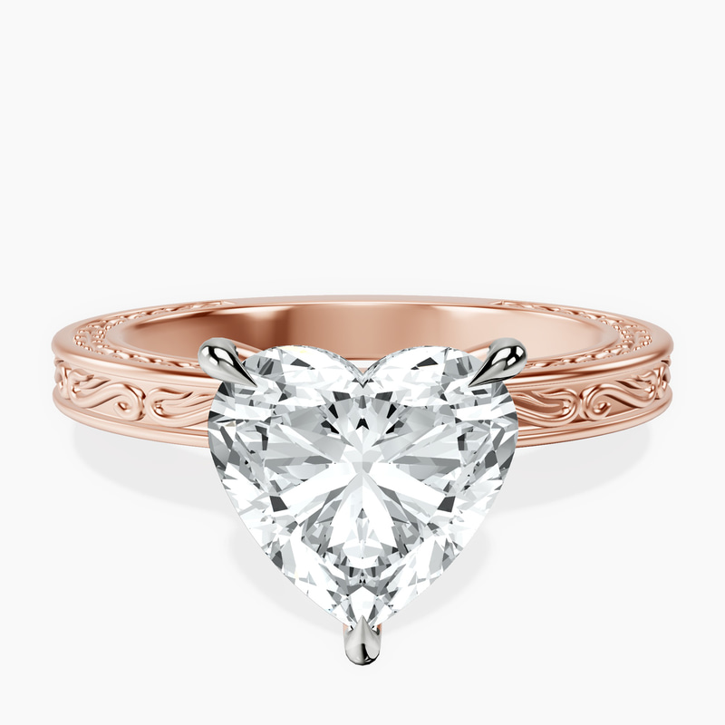 14kt Rose Gold Ivory Vintage Solitaire Lab Diamond Ring front image