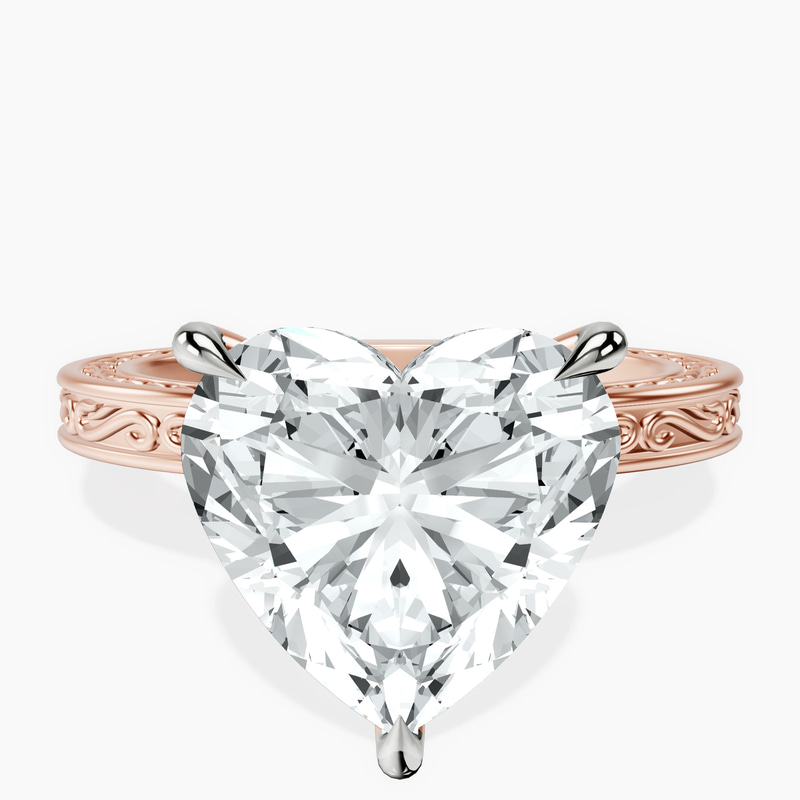 14kt Rose Gold Ivory Vintage Solitaire Lab Diamond Ring front image