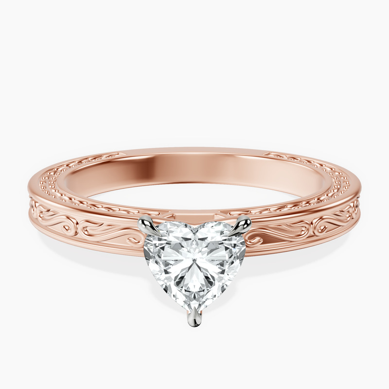14kt Rose Gold Ivory Vintage Solitaire Lab Diamond Ring front image