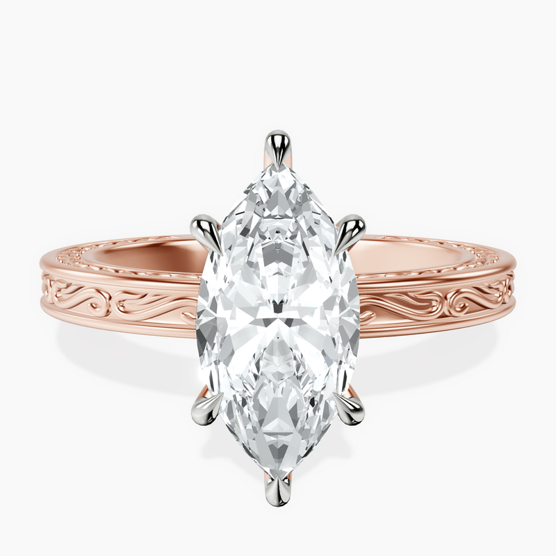 18ct Rose Gold Ivory Vintage Solitaire Lab Diamond Ring front image