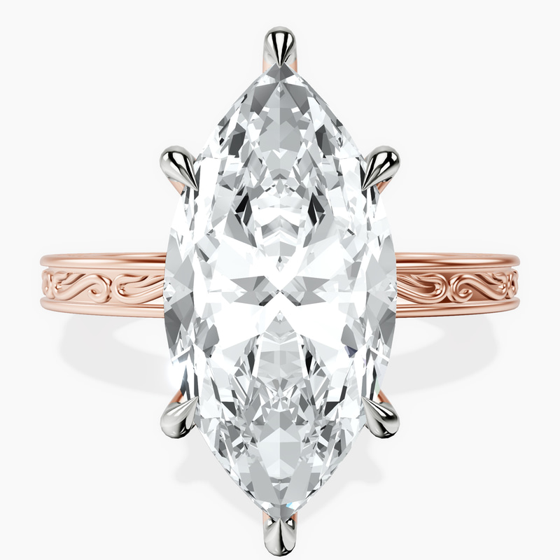 18kt Rose Gold Ivory Vintage Solitaire Lab Diamond Ring front image
