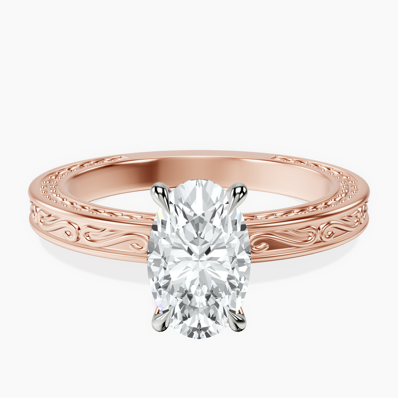 14kt Rose Gold Ivory Vintage Solitaire Lab Diamond Ring front image