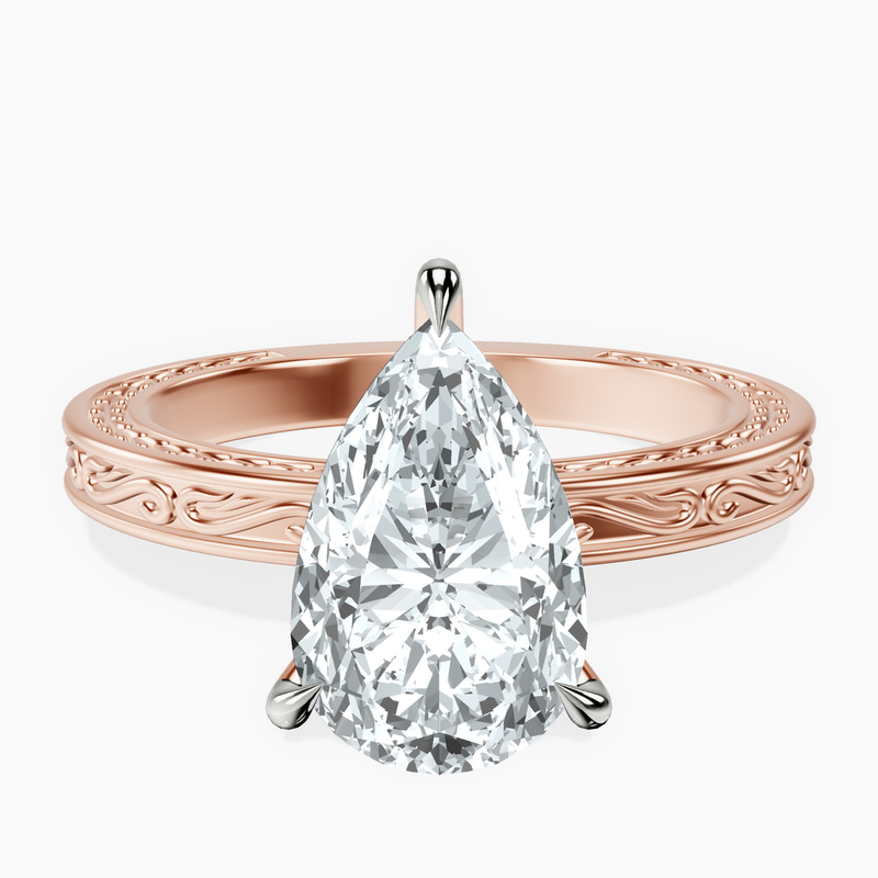 18kt Rose Gold Ivory Vintage Solitaire Lab Diamond Ring front image