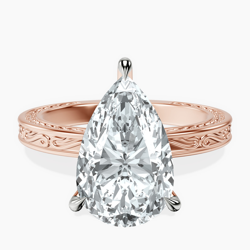 18kt Rose Gold Ivory Vintage Solitaire Lab Diamond Ring front image
