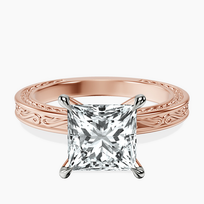 18kt Rose Gold Ivory Vintage Solitaire Lab Diamond Ring front image