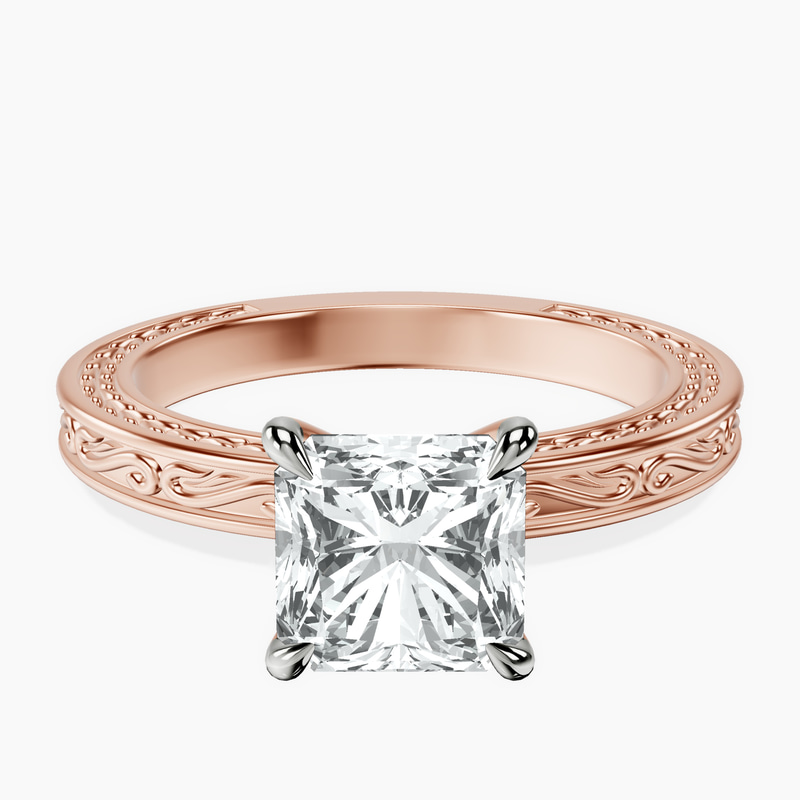 18ct Rose Gold Ivory Vintage Solitaire Lab Diamond Ring front image