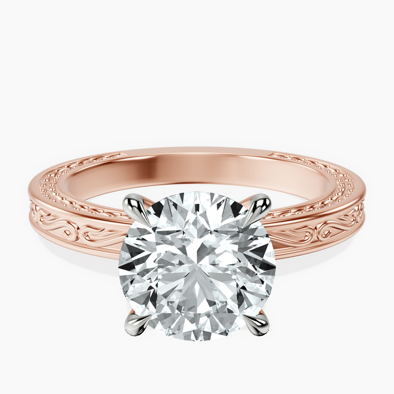 18kt Rose Gold Ivory Vintage Solitaire Lab Diamond Ring front image