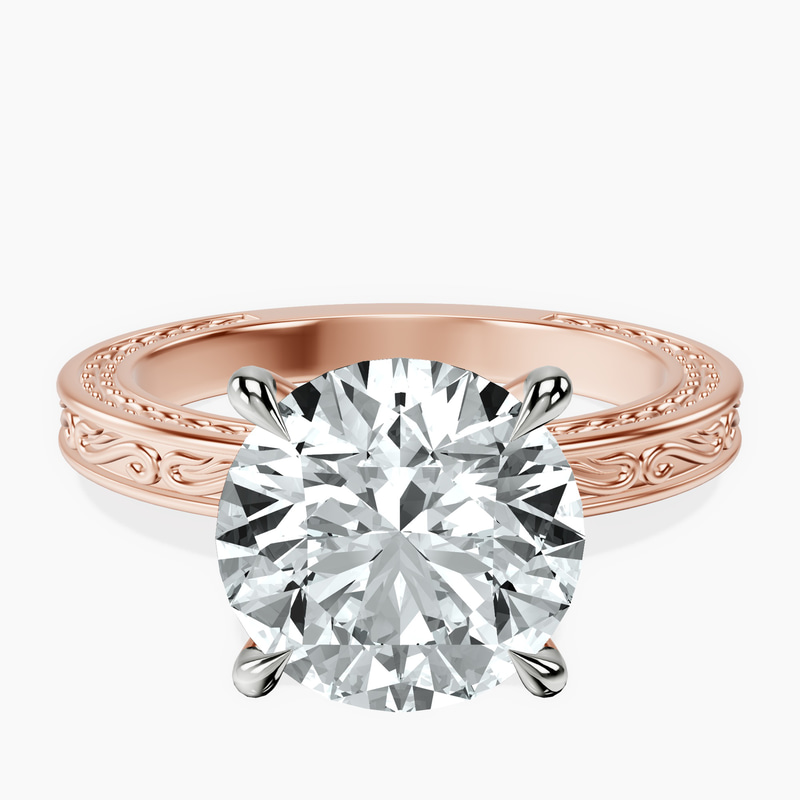 10kt Rose Gold Ivory Vintage Solitaire Lab Diamond Ring front image